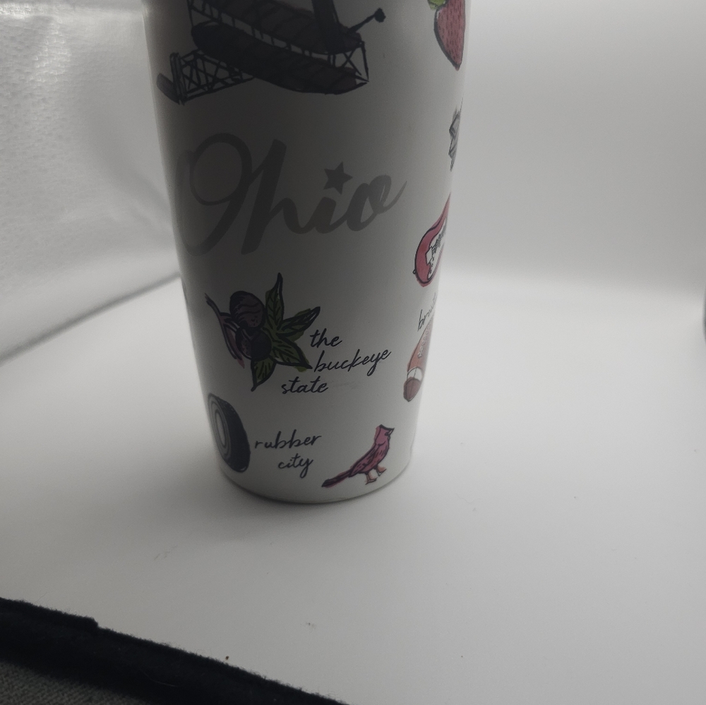 Starbucks Ohio 12 Oz Ceramic Tumbler Coffee Cup Travel Mug W/Lid 2017